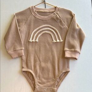 Kids Tan One Piece with Rainbow Design Henley
